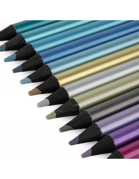 12 crayons de couleur métallisés Les comètes filantes - Moulin Roty
