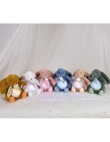 Veilleuse Lapin Musical rose Chansons Douces Projection mur - Endormissement Bébé - Doudou Et Compagnie