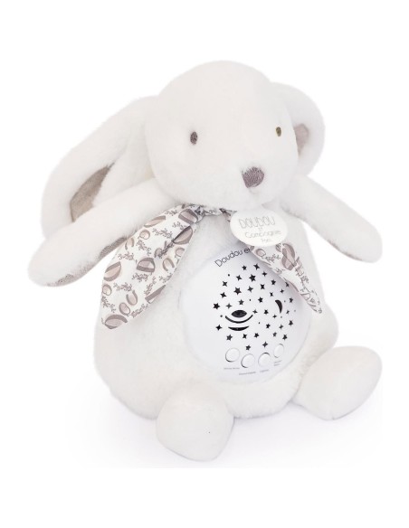 Veilleuse Lapin Musicale Projection Blanc - Doudou Et Compagnie