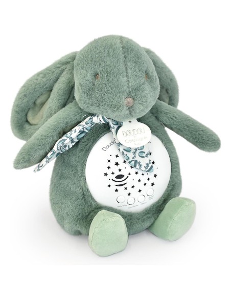 Veilleuse Lapin Musicale Projection Vert - Doudou Et Compagnie