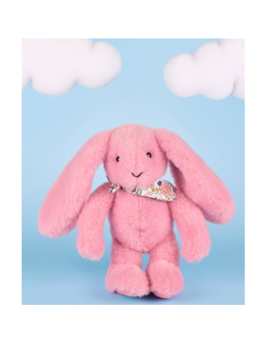 Lapin Fleurette : Peluche Lapin rose 25 cm - Doudou et Compagnie