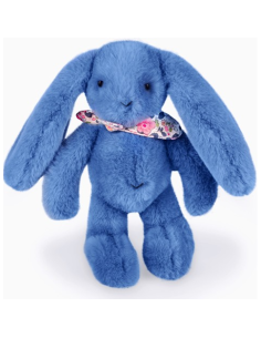 Lapin Fleurette : Peluche Lapin bleu 25 cm - Doudou et Compagnie
