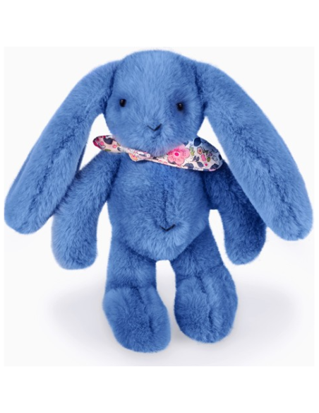 Lapin Fleurette : Peluche Lapin bleu 25 cm - Doudou et Compagnie