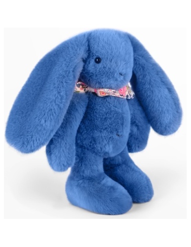 Lapin Fleurette : Peluche Lapin bleu 25 cm - Doudou et Compagnie