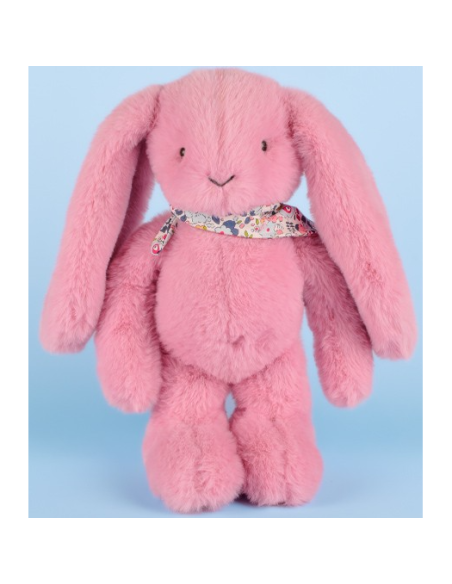 Peluche Lapin Rose 35 cm : Lapin Fleurette - Doudou et Compagnie
