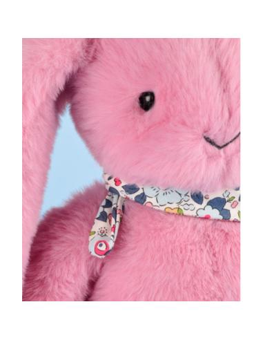 Peluche Lapin Rose 35 cm : Lapin Fleurette - Doudou et Compagnie