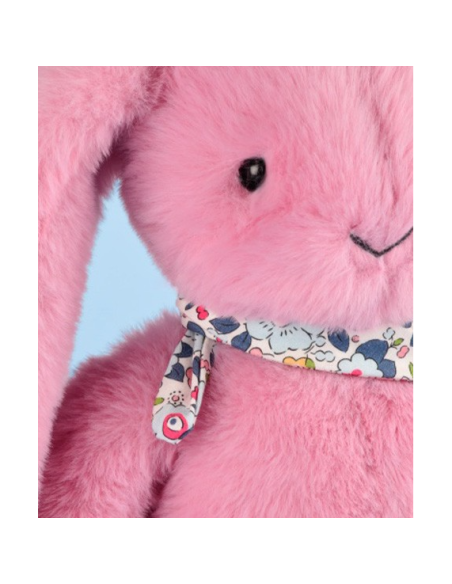 Peluche Lapin Rose 35 cm : Lapin Fleurette - Doudou et Compagnie