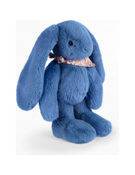 Peluche Lapin Bleu 35 cm : Lapin Fleurette - Doudou et Compagnie