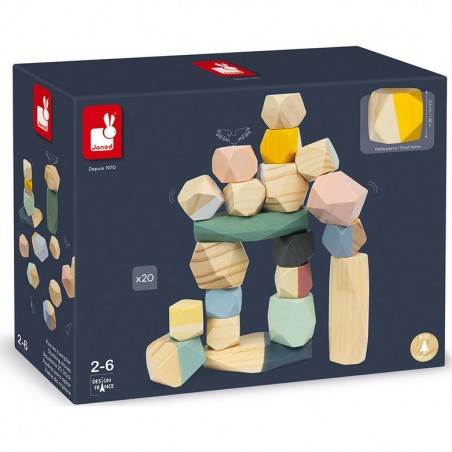 Pierres en bois Janod - Jeu de contruction Sweet Cocoon