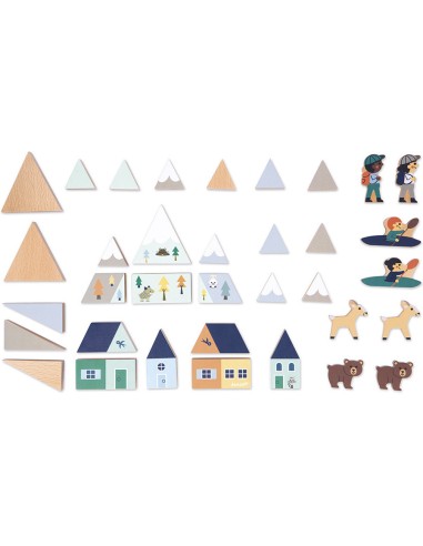 Set cubes en bois - Vallée blanche - Janod