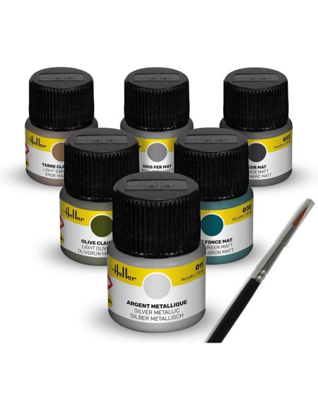 Set de peinture Militaire - Acrylique, 6 x 12 ml - Heller 9400