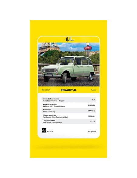 Puzzle 500 pièces Puzzle Casse-tête Renault 4L 500 pièces - Heller 20759