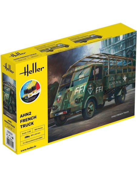 Maquette Véhicule Militaire : Starter Kit- AHN2 - Camion Français - Heller 35324