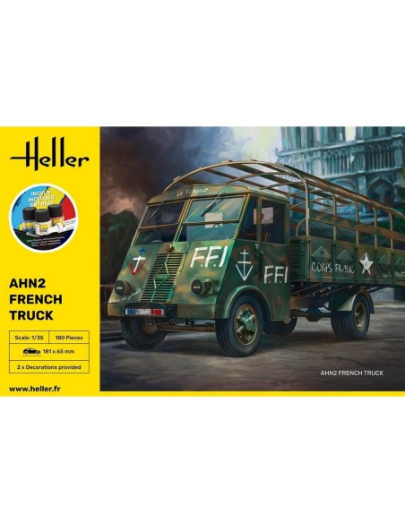 Maquette Véhicule Militaire : Starter Kit- AHN2 - Camion Français - Heller 35324