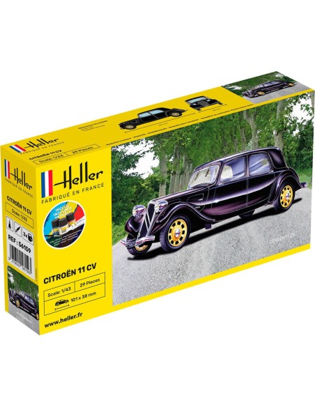 Maquette voiture - Kit de démarrage - Citroen 11 Cv 1:43 - Starter Kit - Heller 56159