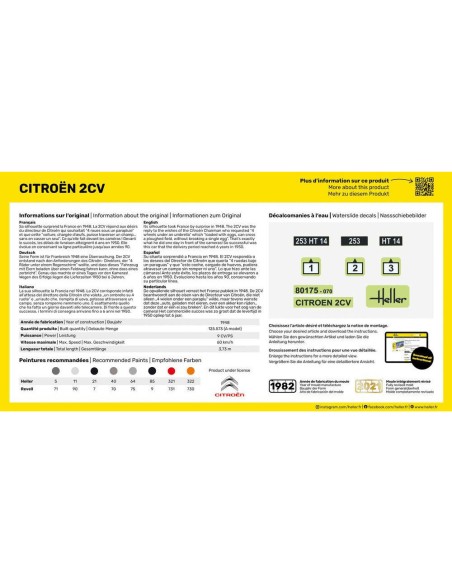 Maquette voiture - Kit de démarrage - Citroen 2 Cv 1:43 - Starter Kit - Heller 56175