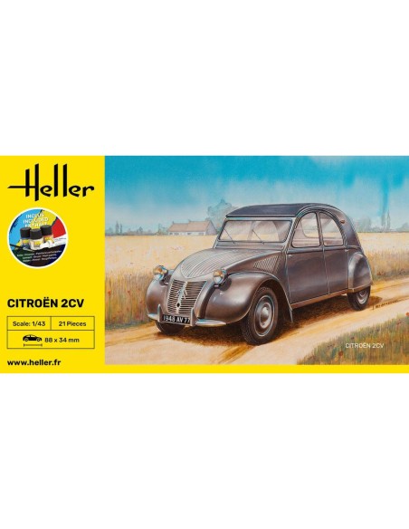 Maquette voiture - Kit de démarrage - Citroen 2 Cv 1:43 - Starter Kit - Heller 56175