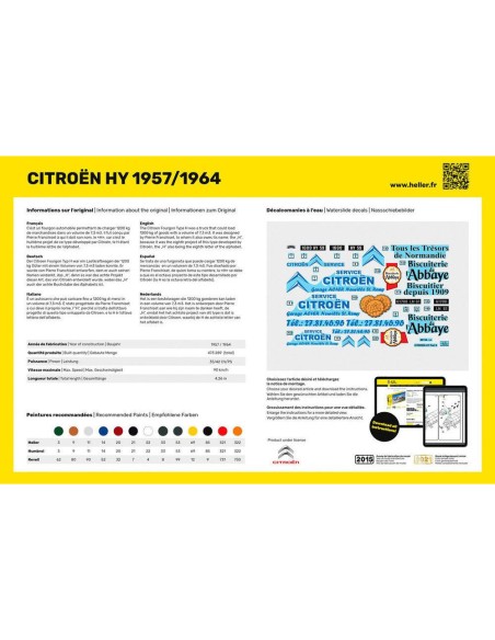 Maquette véhicule - Kit de démarrage - Citroen Type H 2 decorations 1:24 - Starter Kit - Heller 56744