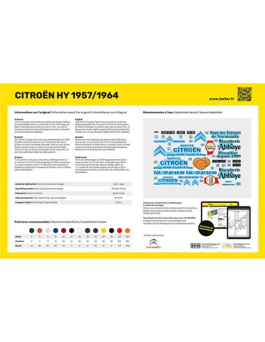 Maquette véhicule - Kit de démarrage - Citroen Type H 2 decorations 1:24 - Starter Kit - Heller 56744