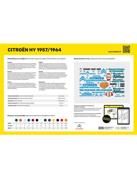 Maquette véhicule - Kit de démarrage - Citroen Type H 2 decorations 1:24 - Starter Kit - Heller 56744