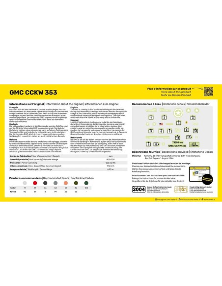 Maquette véhicule militaire - Kit de démarrage - Gmc Cckw 352 1:72 - Starter Kit - Heller 56996