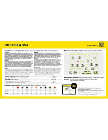 Maquette véhicule militaire - Kit de démarrage - Gmc Cckw 352 1:72 - Starter Kit - Heller 56996