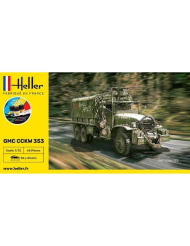 Maquette véhicule militaire - Kit de démarrage - Gmc Cckw 352 1:72 - Starter Kit - Heller 56996