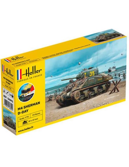 Maquette char - Kit de démarrage - Sherman 1:72 - Starter Kit - Heller 56892