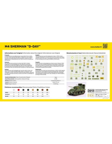 Maquette char - Kit de démarrage - Sherman 1:72 - Starter Kit - Heller 56892