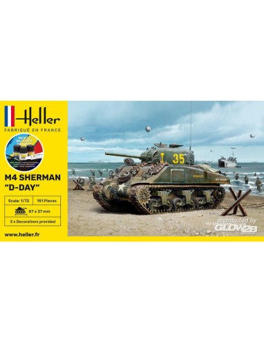 Maquette char - Kit de démarrage - Sherman 1:72 - Starter Kit - Heller 56892
