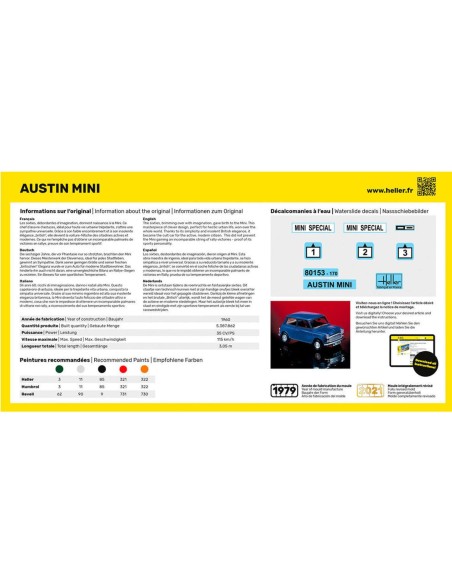 Maquette voiture - Kit de démarrage - Mini 1:43 - Starter Kit - Heller 56153
