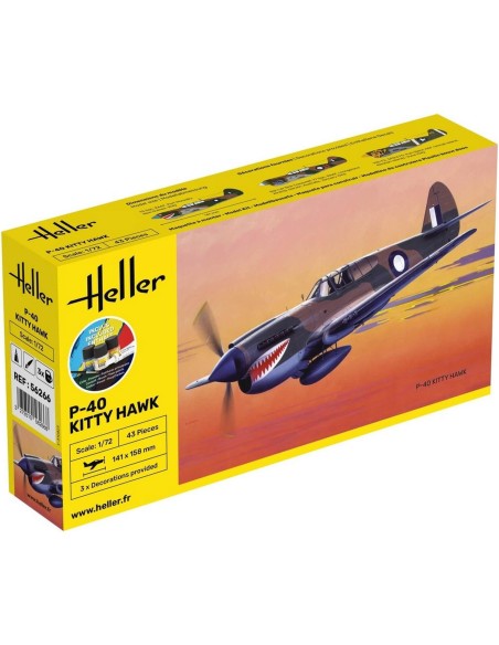 Maquette avion - Kit de démarrage 40 Kitty Hawk 1:72 - Starter Kit - Heller 56266