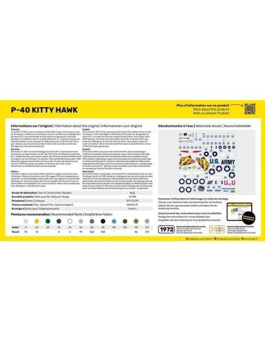 Maquette avion - Kit de démarrage 40 Kitty Hawk 1:72 - Starter Kit - Heller 56266