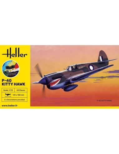 Maquette avion - Kit de démarrage 40 Kitty Hawk 1:72 - Starter Kit - Heller 56266