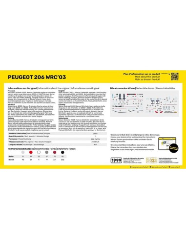 Maquette voiture : Starter Kit : Peugeot 206 Wrc'03 - Heller 56113