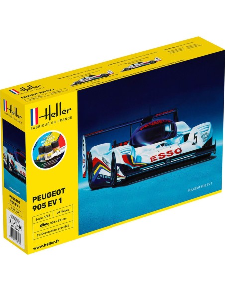 Maquette voiture - Kit de démarrage - Peugeot 905 Ev 1 1:24 - Starter Kit - Heller 56718