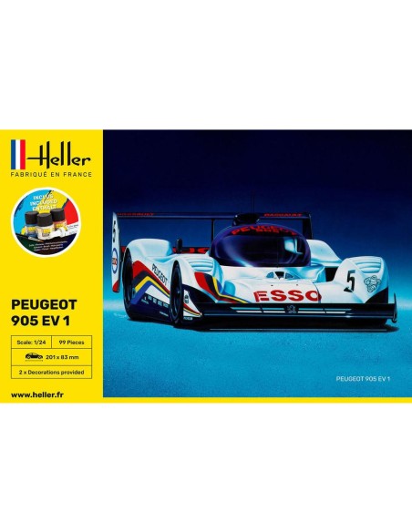 Maquette voiture - Kit de démarrage - Peugeot 905 Ev 1 1:24 - Starter Kit - Heller 56718