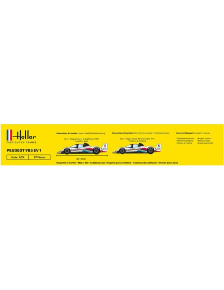 Maquette voiture - Kit de démarrage - Peugeot 905 Ev 1 1:24 - Starter Kit - Heller 56718
