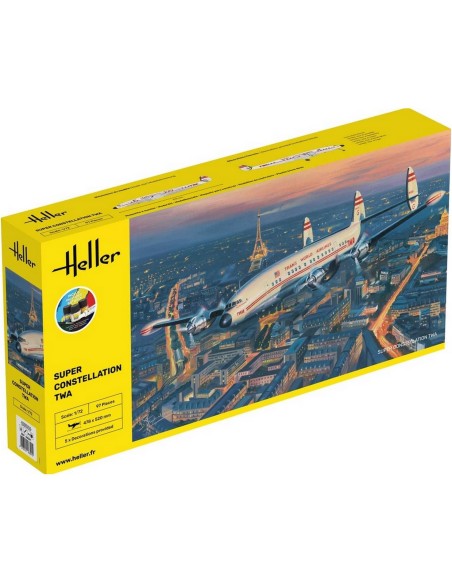 Maquette Avion Kit De DÉMarrage Super Constellation Twa 1:72 - Starter Kit - Heller 58391