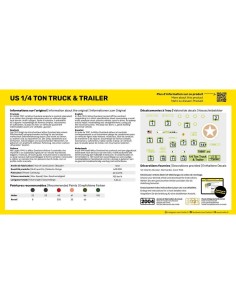 Maquette véhicule militaire - Kit de démarrage - Us 1/4 Ton Truck & Trailer 1:72 - Starter Kit - Heller 56997 2