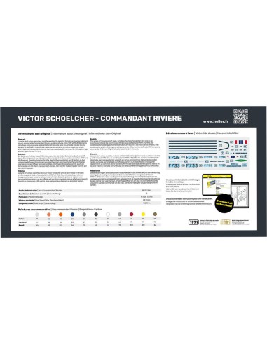 Maquette bateau - Kit de démarrage - Victor Schoelcher - Commandant Riviere 1:400 - Starter Kit - Heller 57015