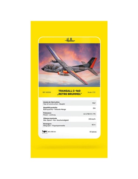 Maquette avion Transall C-160 RÉTro Brummel 1:72 - Heller 80358