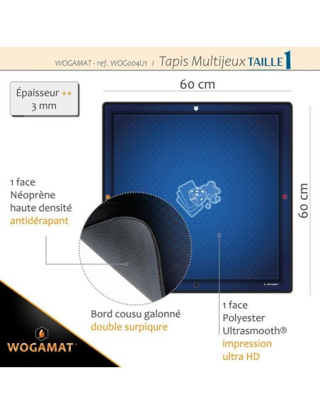 Tapis Multijeux Bleu Taille 1 - 60x60 cm - Accessoires - Wogamat