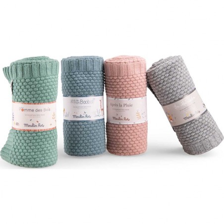 Couverture laine tricotée Pomme des bois - Moulin Roty