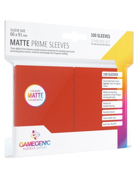 Protège cartes 100 Sleeves Matte Prime Red - Un jeu - Gamegenic