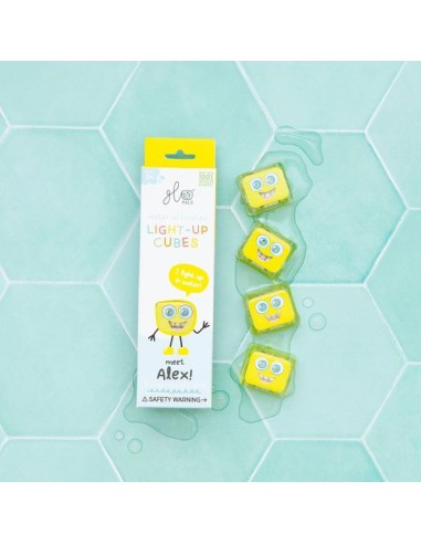 Cubes lumineux jaunes Alex - Jouet de bain - Glo Pals
