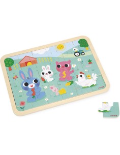 Puzzle en bois A la ferme 24 pièces : Puzzles en bois premier âge - Janod