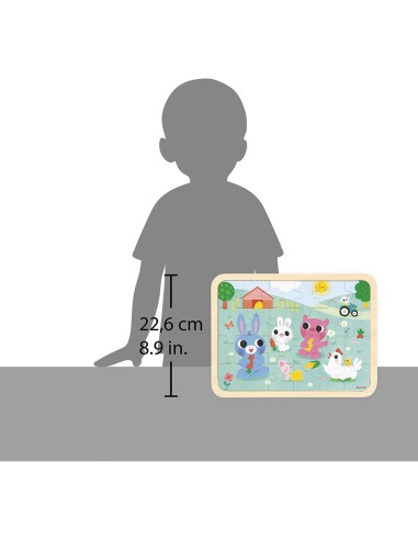 Puzzle en bois A la ferme 24 pièces : Puzzles en bois premier âge - Janod