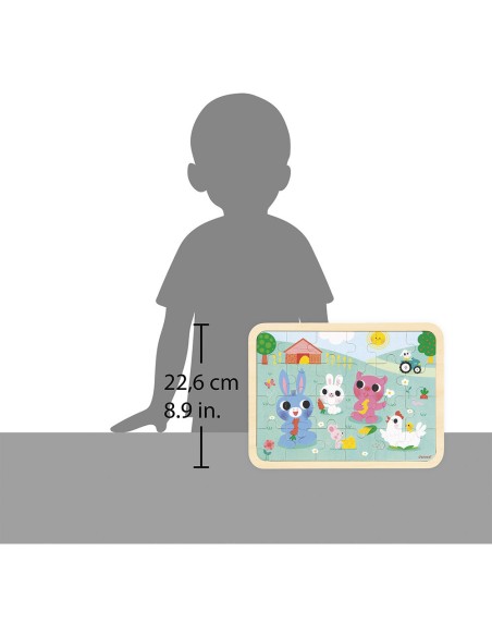 Puzzle en bois A la ferme 24 pièces : Puzzles en bois premier âge - Janod