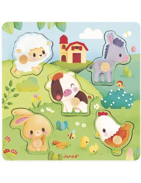 Puzzle tactile Ferme - Jouet en bois - Janod